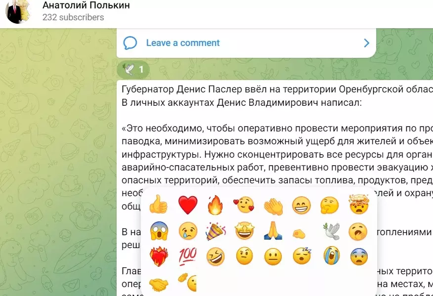 Глава Бугурусланского района не позволяет ставить негативные реакции на посты в соцсетях